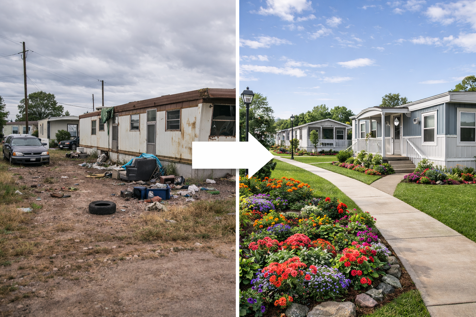 Mobile Home Park Before and After Transformation